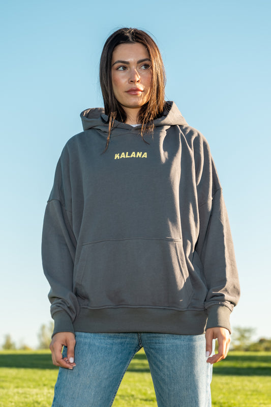 Hoodie oversize gris KALANA French Terry - mujer frontal