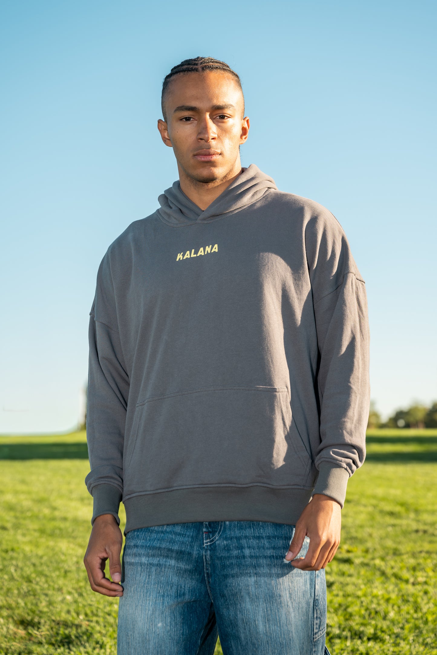 Hoodie oversize gris KALANA French Terry - hombre frontal
